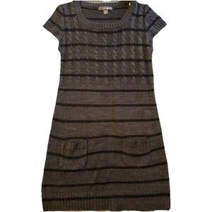 Vintage Cable Knit Sweater Dress Sz M Striped Boho Cottagecore Y2K Bella Swan